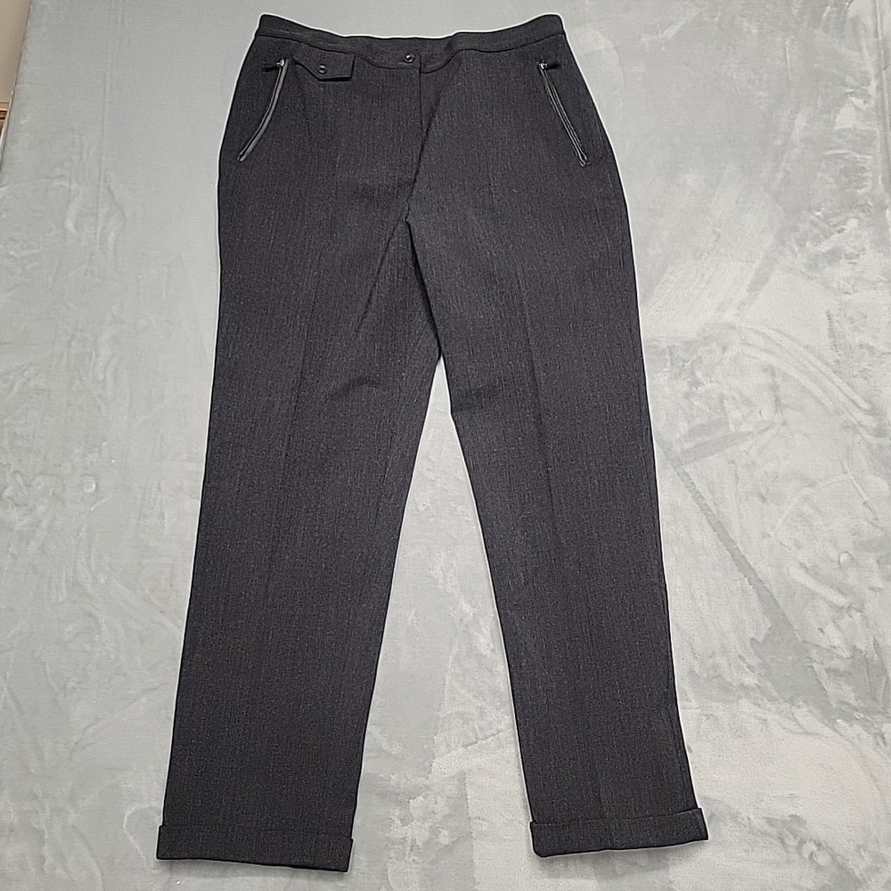 Lauren Ralph Lauren Dress Pants Women 16W Charcoal Wool‎ Blend Career Trousers